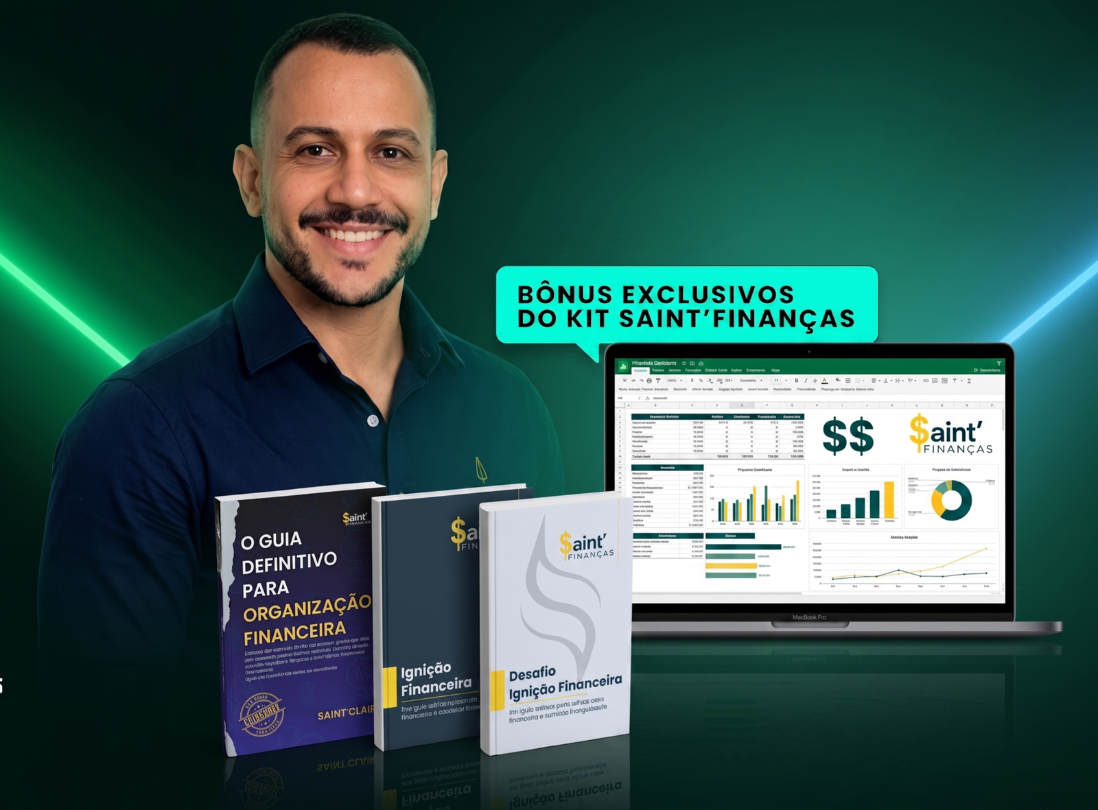 Kit Ignição Financeira Saint'Finanças: Planilha Automatizada, Método 21 Dias e Desafio 100 Depósitos